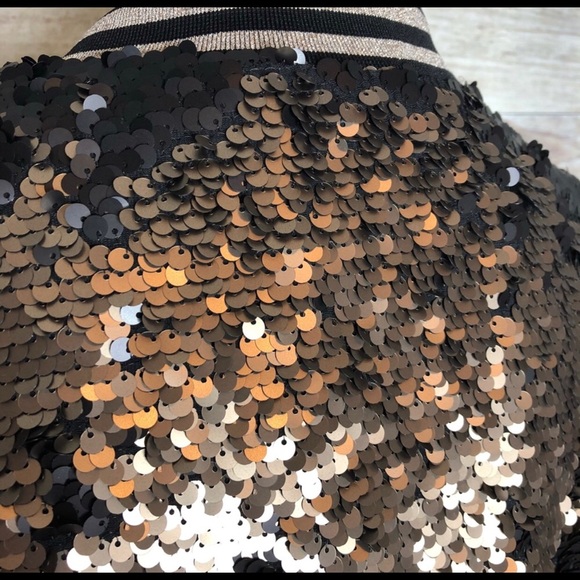 Torrid Matte Black Gold Sequin Bomber Jacket - Picture 4 of 8